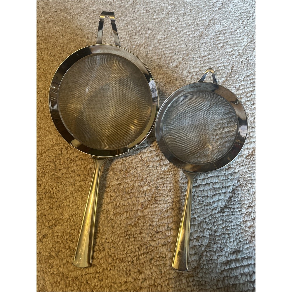 2 Piazza Mesh Multipurpose Stainless Steel Strainer, 7" And 5.5" EUC‎ - Picture 5 of 5